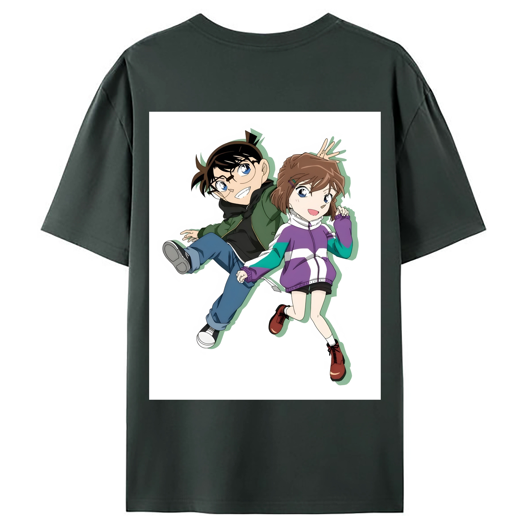 （画像用） 名探偵コナン 灰原 哀 はいばら あい Detective Conan Anita Hailey、Vi Graythorn Haibara Ai 綿100％ メンズ半袖Tシャツ（バックプリント） 通気性